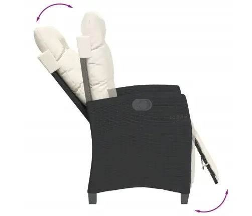 Atgāžams Dārza Krēsls Ar Kāju Balstu, Melna Pe Rotangpalma Vidaxl