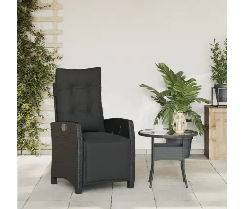 Atgāžams Dārza Krēsls Ar Kāju Balstu, Melna Pe Rotangpalma Vidaxl
