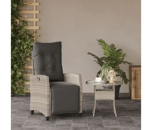 Atgāžams Dārza Krēsls Ar Kāju Balstu, Pelēka Pe Rotangpalma Vidaxl