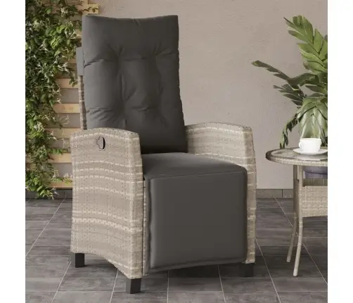 Atgāžams Dārza Krēsls Ar Kāju Balstu, Pelēka Pe Rotangpalma Vidaxl