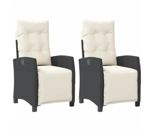 Dārza Krēsli Ar Kāju Balstu, 2 Gab., Melna Pe Rotangpalma Vidaxl