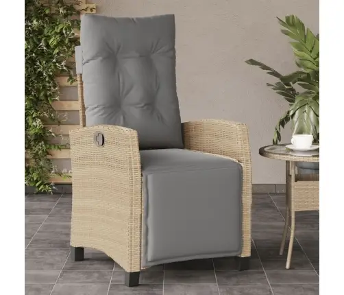 Atlošiamos Sodo Kėdės Su Pakojomis, 2Vnt., Smėlio, Poliratanas