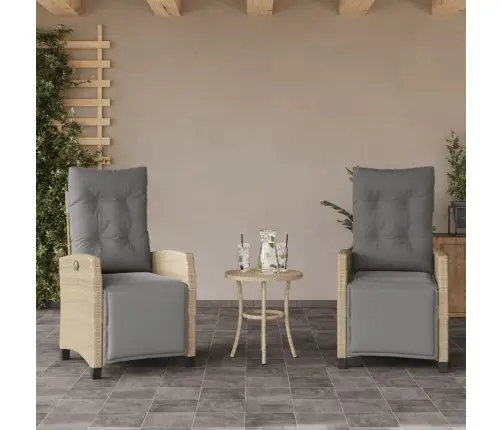 Atlošiamos Sodo Kėdės Su Pakojomis, 2Vnt., Smėlio, Poliratanas