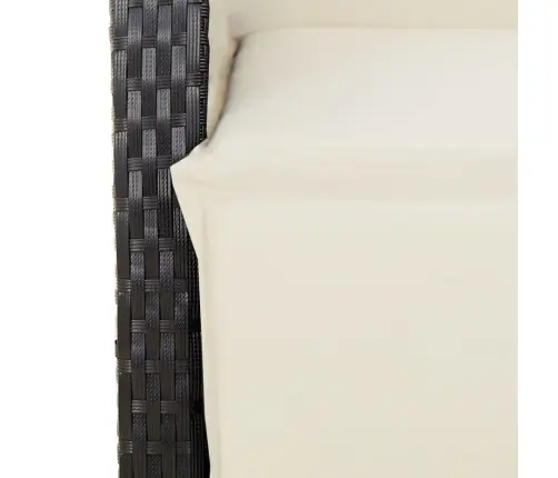 3-Daļīgs Bistro Mēbeļu Komplekts, Matrači, Melna Pe Rotangpalma Vidaxl