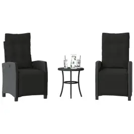 3-Osaline Bistrookomplekt Patjadega, Must, Polürotang