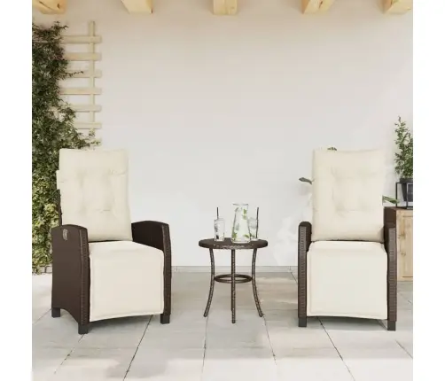 3-Daļīgs Bistro Mēbeļu Komplekts, Matrači, Brūna Pe Rotangpalma Vidaxl