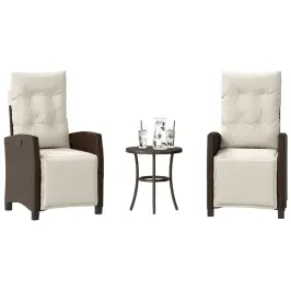 3-Daļīgs Bistro Mēbeļu Komplekts, Matrači, Brūna Pe Rotangpalma Vidaxl