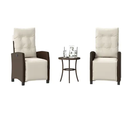 3-Daļīgs Bistro Mēbeļu Komplekts, Matrači, Brūna Pe Rotangpalma Vidaxl