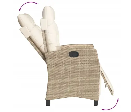 3-Daļīgs Bistro Mēbeļu Komplekts, Matrači, Bēša Pe Rotangpalma Vidaxl