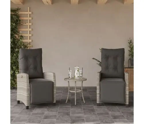 3-Daļīgs Bistro Mēbeļu Komplekts, Matrači,Pelēka Pe Rotangpalma Vidaxl