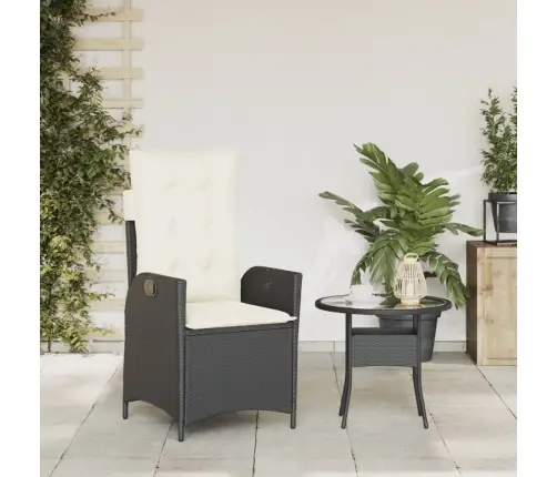 Atgāžams Dārza Krēsls Ar Matračiem, Melna Pe Rotangpalma Vidaxl