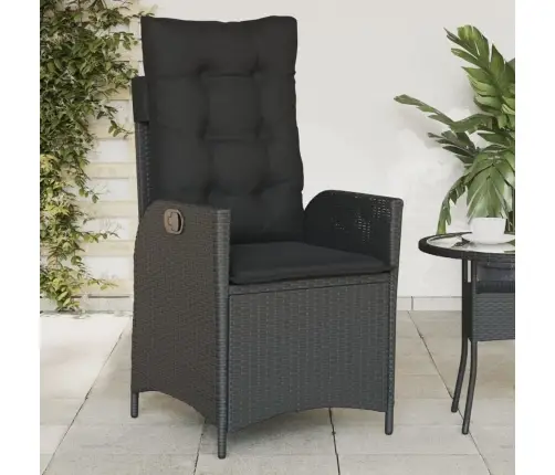 Atgāžams Dārza Krēsls Ar Matračiem, Melna Pe Rotangpalma Vidaxl
