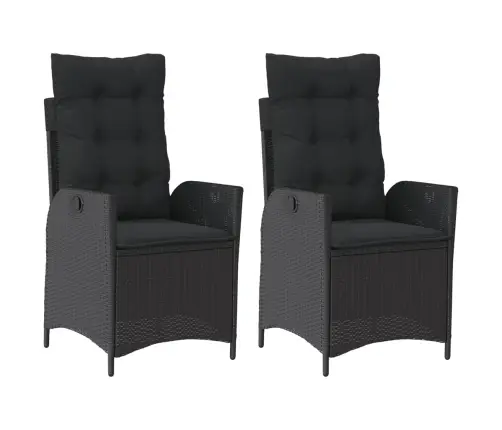 Atgāžami Dārza Krēsli, 2 Gab., Matrači, Melna Pe Rotangpalma Vidaxl