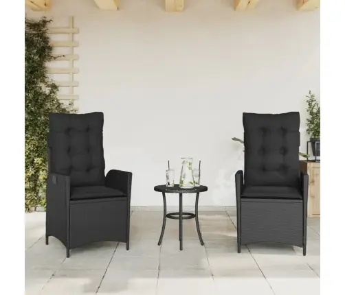 Atgāžami Dārza Krēsli, 2 Gab., Matrači, Melna Pe Rotangpalma Vidaxl