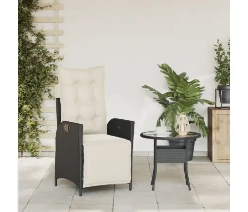 Atgāžams Dārza Krēsls Ar Kāju Balstu, Melna Pe Rotangpalma Vidaxl