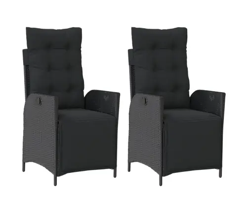 Dārza Krēsli Ar Kāju Balstu, 2 Gab., Melna Pe Rotangpalma Vidaxl