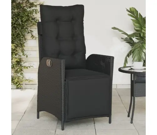 Dārza Krēsli Ar Kāju Balstu, 2 Gab., Melna Pe Rotangpalma Vidaxl