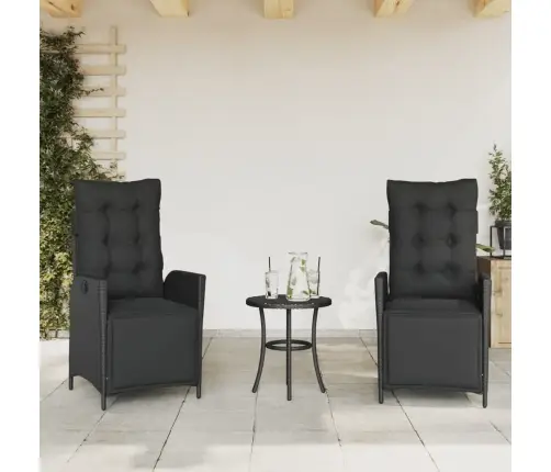 Dārza Krēsli Ar Kāju Balstu, 2 Gab., Melna Pe Rotangpalma Vidaxl