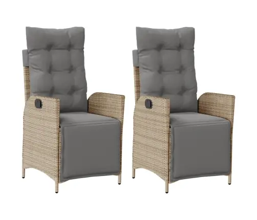 Dārza Krēsli Ar Kāju Balstu, 2 Gab., Bēša Pe Rotangpalma Vidaxl