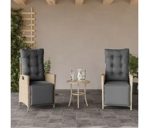 Dārza Krēsli Ar Kāju Balstu, 2 Gab., Bēša Pe Rotangpalma Vidaxl