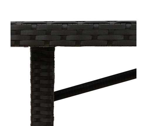 Dārza Galds Ar Stikla Virsmu, 190X80X74Cm, Melna Pe Rotangpalma Vidaxl