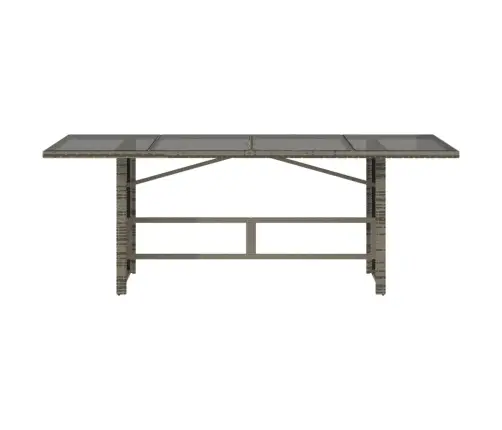 Dārza Galds, Stikla Virsma, Pelēks, 190X80X74Cm, Pe Rotangpalma Vidaxl