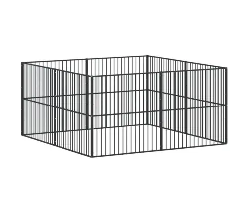 Koera Mänguaedik, 8 Paneeliga, Must, Tsingitud Teras