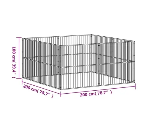 Koera Mänguaedik, 8 Paneeliga, Must, Tsingitud Teras