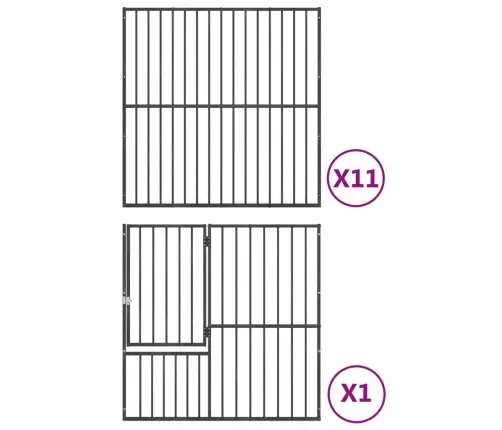 Aptvaras Šunims, 12 Segmentų, Juodas, Galvanizuotas Plienas