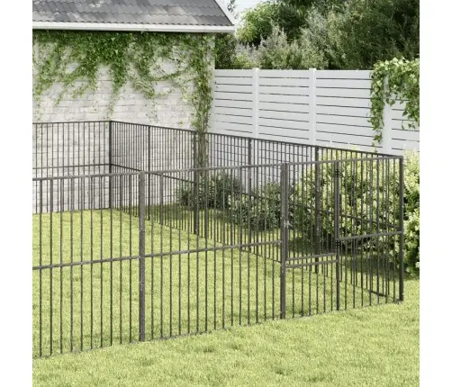 Suņu Sētiņa, 20 Paneļi, Melna, Cinkots Tērauds Vidaxl