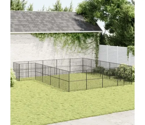 Suņu Sētiņa, 20 Paneļi, Melna, Cinkots Tērauds Vidaxl