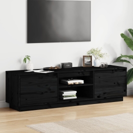 Tv Skapītis, Melns, 140X35X40 Cm, Priedes Masīvkoks Vidaxl