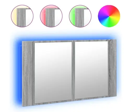 Vannasistabas Spoguļskapītis Ar Led, Pelēks, 80X12X45Cm, Akrils Vidaxl