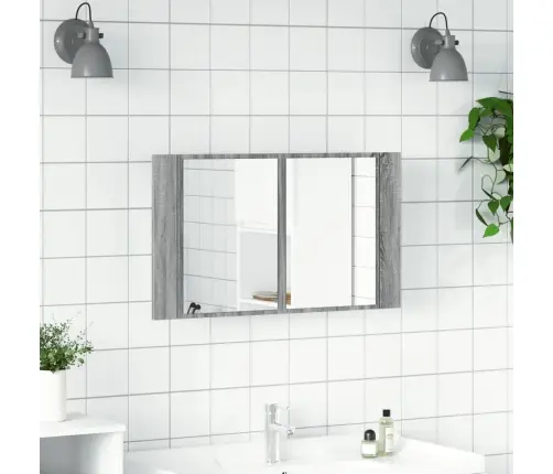 Vannasistabas Spoguļskapītis Ar Led, Pelēks, 80X12X45Cm, Akrils Vidaxl