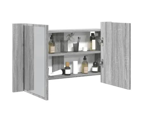 Vannasistabas Spoguļskapītis Ar Led, Pelēks, 80X12X45Cm, Akrils Vidaxl