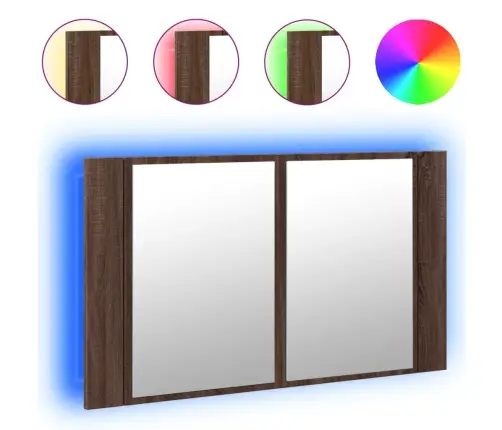 Veidrodinė Vonios Spintelė Su Led, Ruda, 80X12X45cm Akrilas