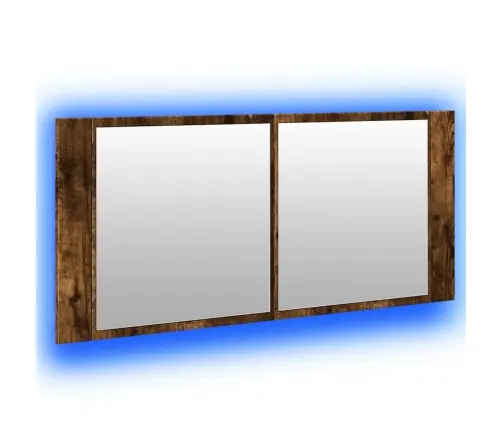 Veidrodinė Vonios Spintelė Su Led, Dūminio Ąžuolo, 100X12X45Cm