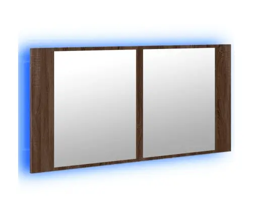 Vannitoa Led-Peegelkapp, Pruun Tamm, 90X12X45 cm Akrüül