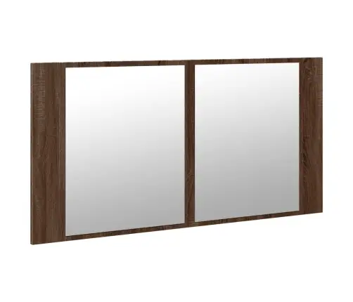 Vannitoa Led-Peegelkapp, Pruun Tamm, 90X12X45 cm Akrüül