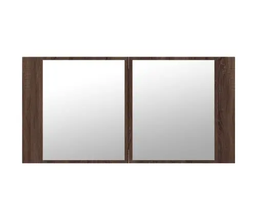 Vannitoa Led-Peegelkapp, Pruun Tamm, 90X12X45 cm Akrüül