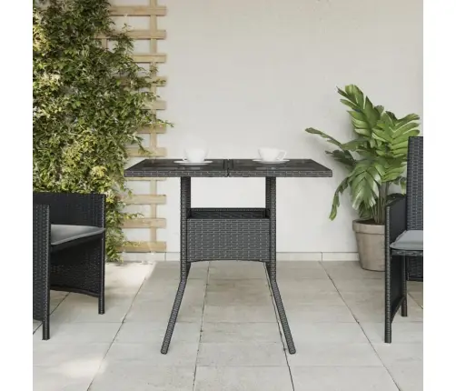 Dārza Galds Ar Stikla Virsmu, 80X80X75 Cm, Melna Pe Rotangpalma Vidaxl Dārza Galds Ar Stikla Virsmu, 80X80X75 Cm, Melna Pe Rotangpalma Vidaxl
