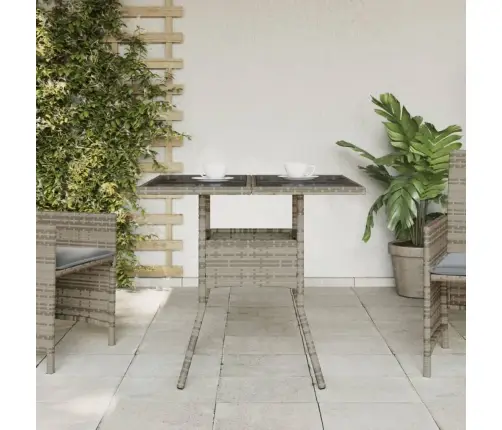 Dārza Galds Ar Stikla Virsmu, 80X80X75 Cm, Pe Rotangpalma Vidaxl