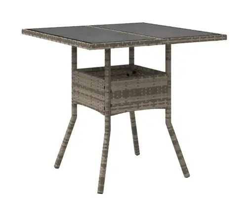 Dārza Galds Ar Stikla Virsmu, 80X80X75 Cm, Pe Rotangpalma Vidaxl