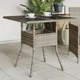 Dārza Galds Ar Stikla Virsmu, 80X80X75 Cm, Pe Rotangpalma Vidaxl