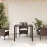 Stalas Su Stikliniu Stalviršiu, Rudas, 90X90X75cm Poliratanas Stalas Su Stikliniu Stalviršiu, Rudas, 90X90X75cm Poliratanas