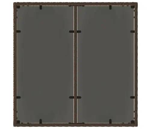 Stalas Su Stikliniu Stalviršiu, Rudas, 90X90X75cm Poliratanas Stalas Su Stikliniu Stalviršiu, Rudas, 90X90X75cm Poliratanas
