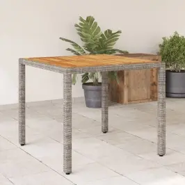 Stalas Su Akacijos Stalviršiu, Pilkas, 90X90X75cm Poliratanas