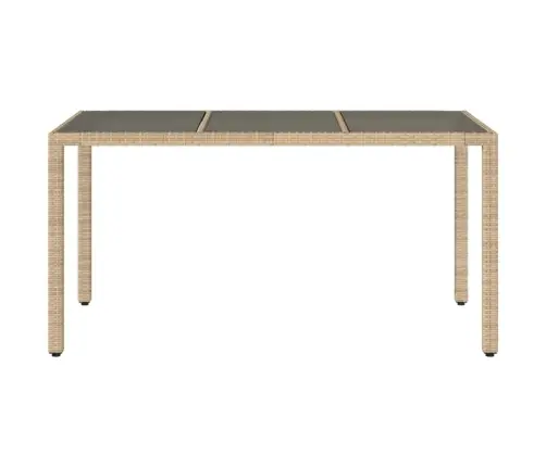 Dārza Galds, Stikla Virsma, Bēšs, 150X90X75 Cm, Pe Rotangpalma Vidaxl Dārza Galds, Stikla Virsma, Bēšs, 150X90X75 Cm, Pe Rotangpalma Vidaxl