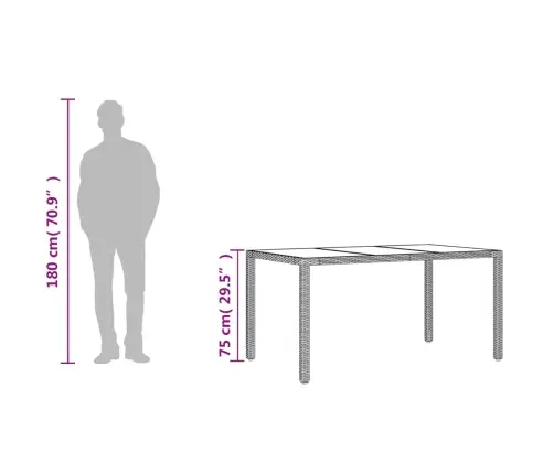 Dārza Galds, Stikla Virsma, Bēšs, 150X90X75 Cm, Pe Rotangpalma Vidaxl Dārza Galds, Stikla Virsma, Bēšs, 150X90X75 Cm, Pe Rotangpalma Vidaxl