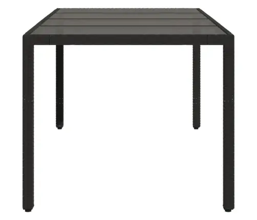 Stalas Su Stikliniu Stalviršiu, Juodas, 190X90X75, Poliratanas